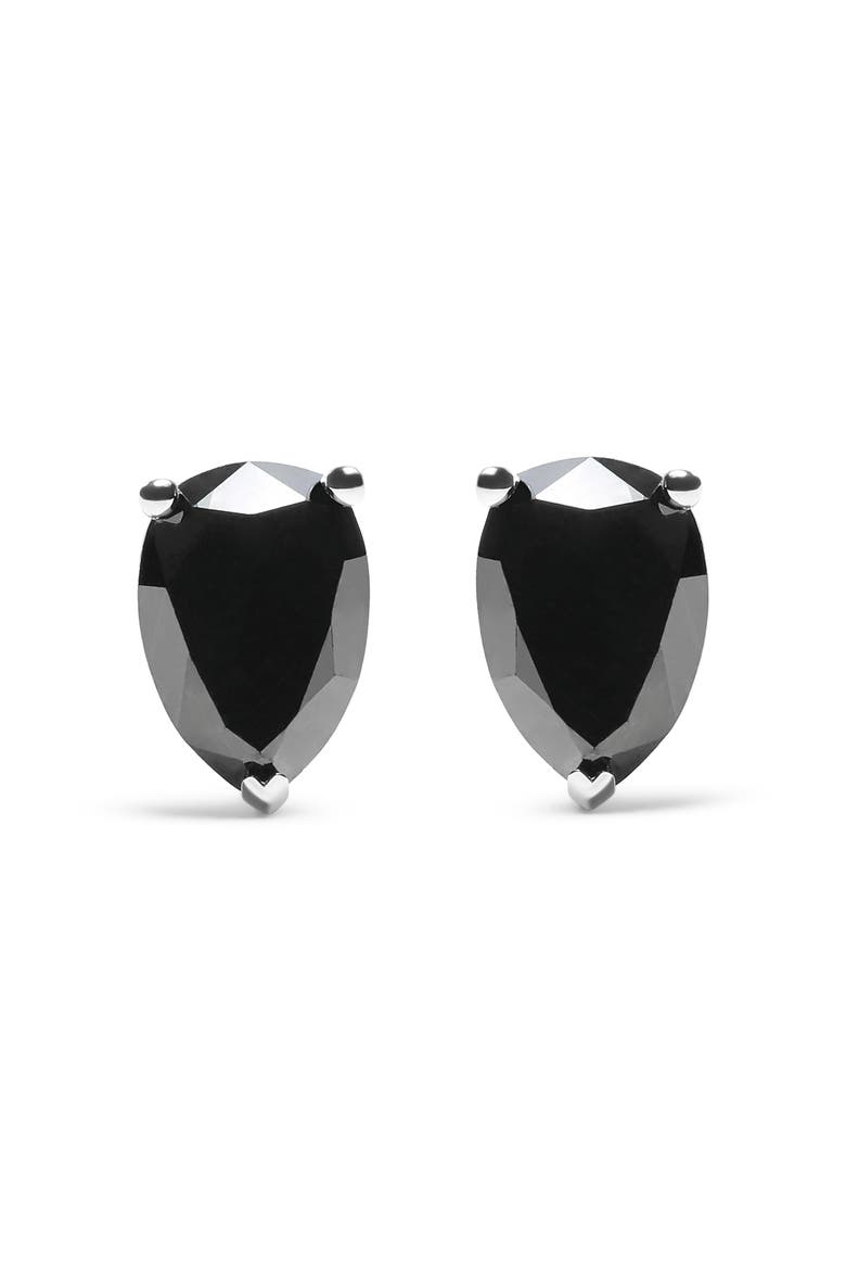 14K White Gold 2.00 Ct Pear Black Diamond Stud Earrings, Main, color, White