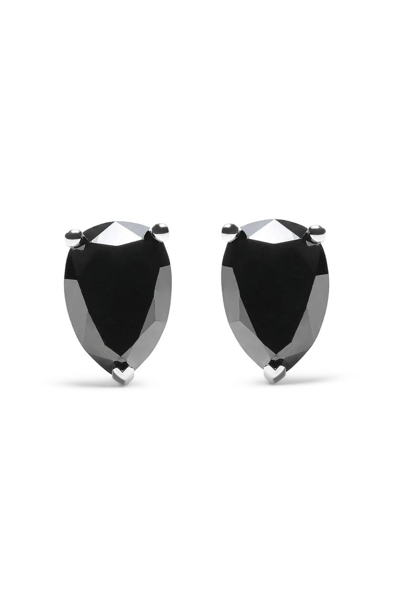 Haus of Brilliance 14K White Gold 2.00 Ct Pear Black Diamond Stud Earrings, Main, color, White
