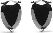 Haus of Brilliance 14K White Gold 2.00 Ct Pear Black Diamond Stud Earrings