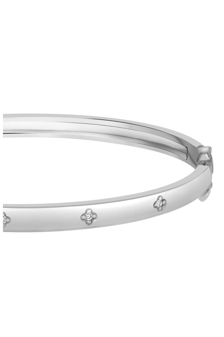 Sterling Silver Diamond Hinged Bangle Bracelet, Alternate, color, SILVER/ WHITE