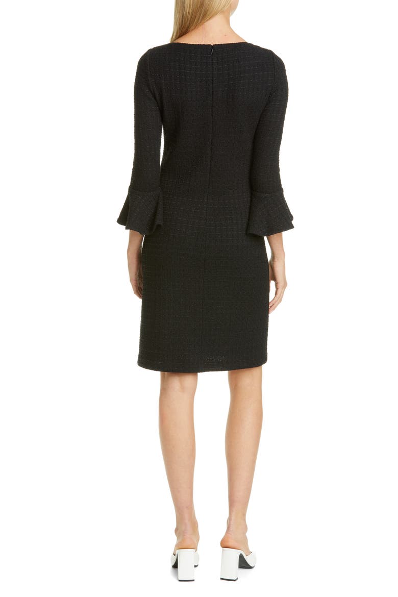 Ribbon Textured Windowpane Knit Sheath Dress, Alternate, color, CAVIAR
