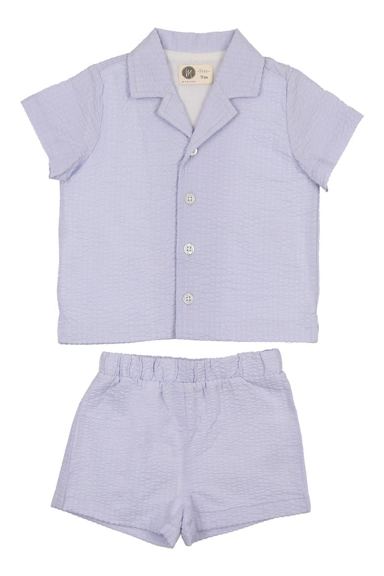 Kids' Cotton Seersucker Camp Shirt & Pull-On Shorts Set, Main, color, BLUE