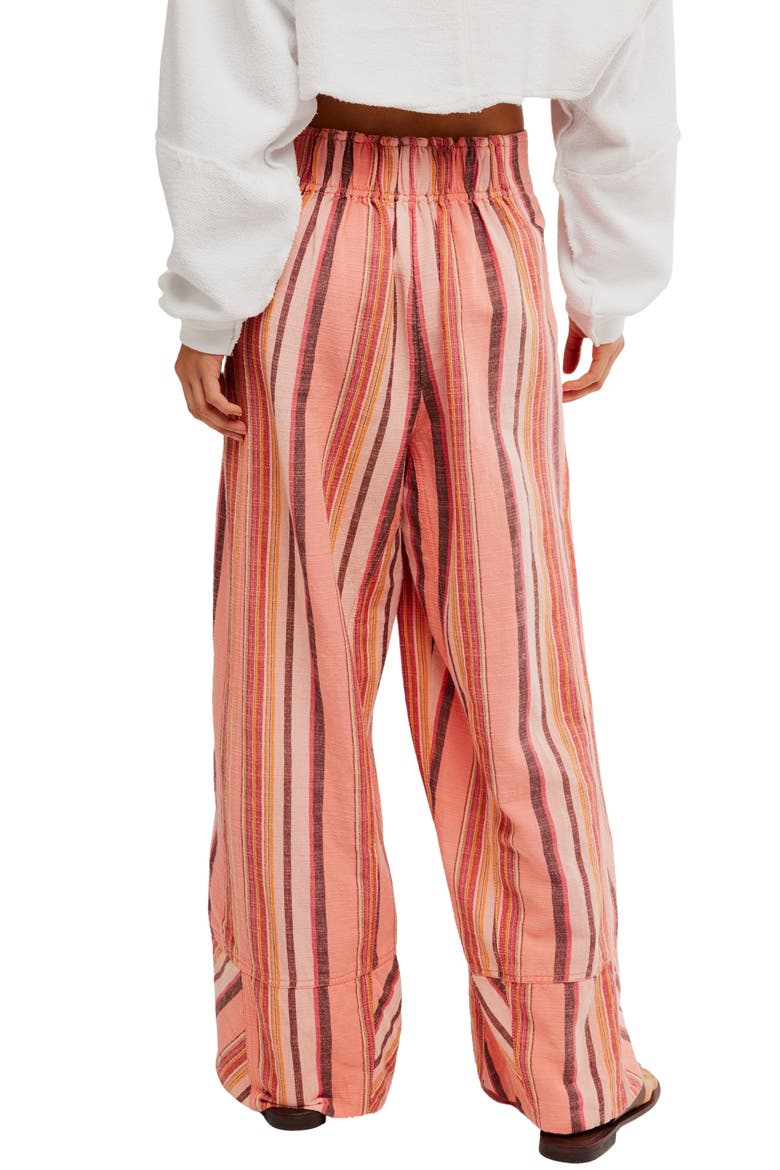 Days End Stripe Wide Leg Linen Pants, Alternate, color, SOFT CORAL COMBO