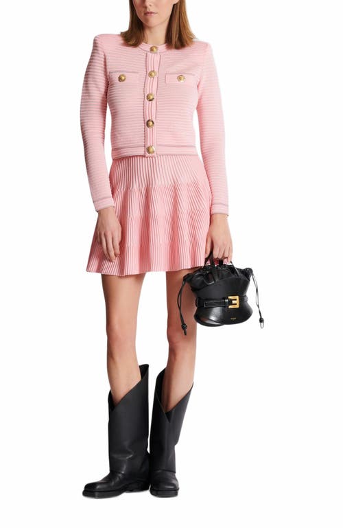 Balmain A-line Textured Knit Skirt
