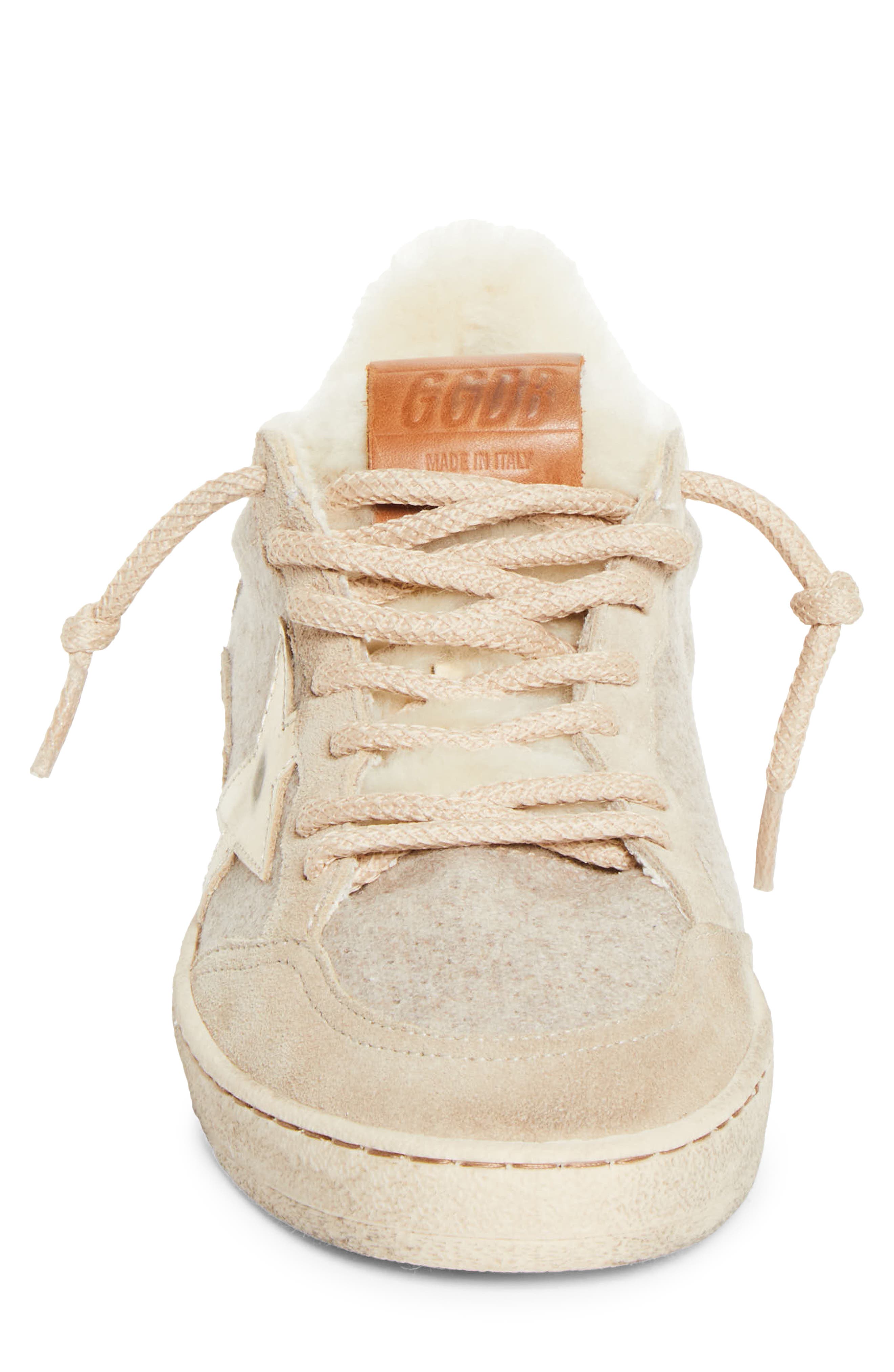 Golden Goose Ball Star Wool Wool & Faux Shearling Sneaker, Alternate, color, Beige
