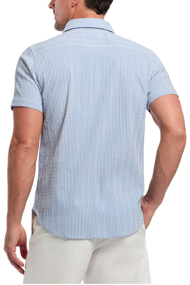Fornillo Classic Fit Stripe Short Sleeve Button-Up Shirt, Alternate, color, NAVY