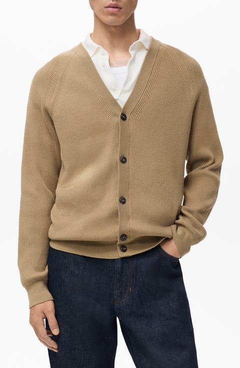 Ribbed Cotton Blend Cardigan