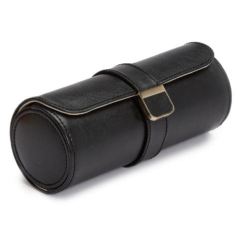 Wolf Palermo Double Watch Roll + Jewelry Pouch In Black Anthracite