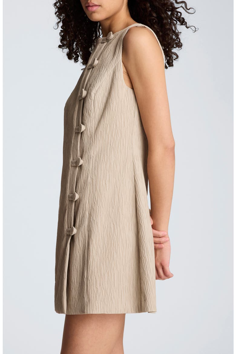 Texture Button Front Sleeveless Sheath Dress, Alternate, color, BURLAP