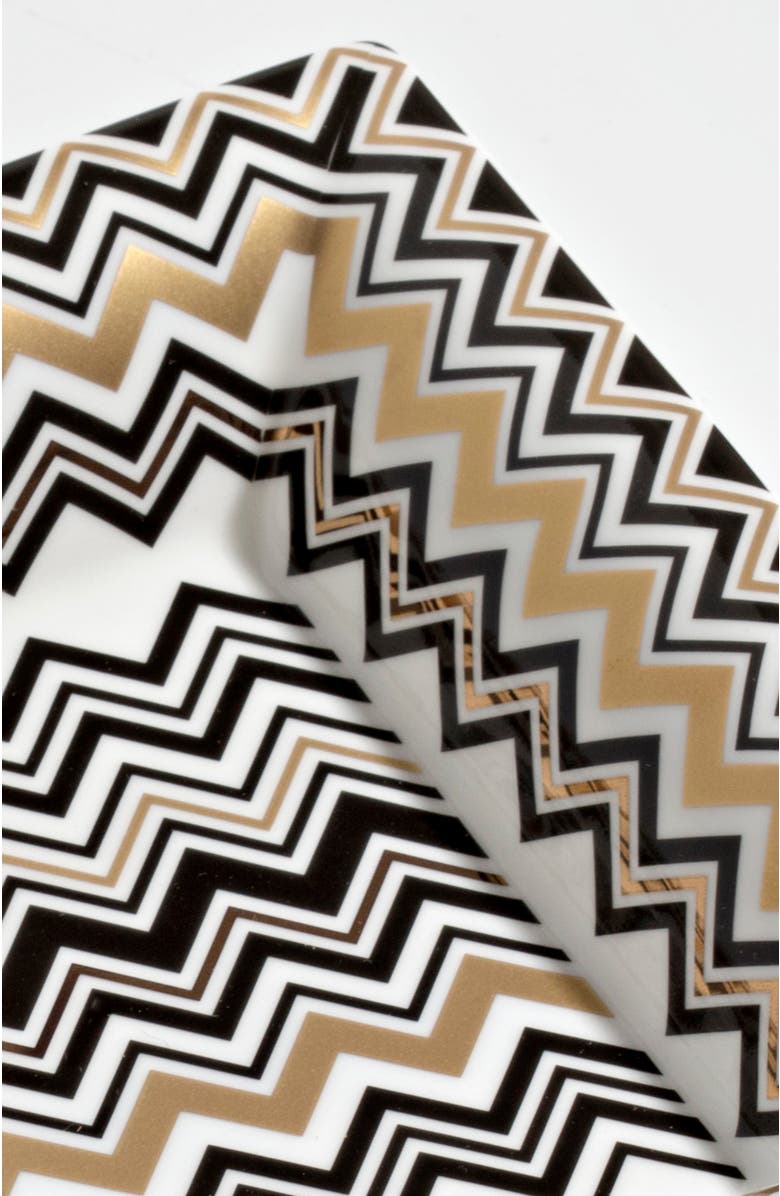 Missoni Home Tableware Tray ZIG ZAG Rectangular Large in Luxury Box Gold 8.5" x 6.75", Alternate, color,