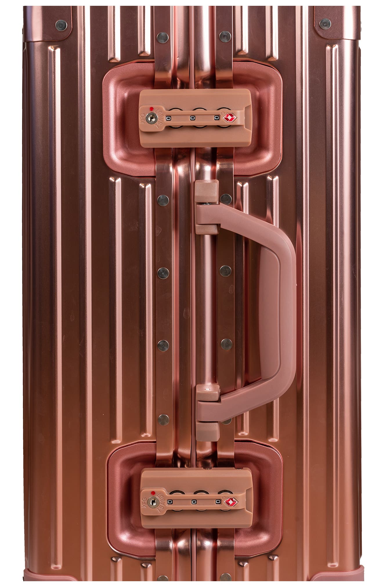 CHAMPS Aluminum Hardside Spinner Suitcase Carry-On, Alternate, color, Rose Gold