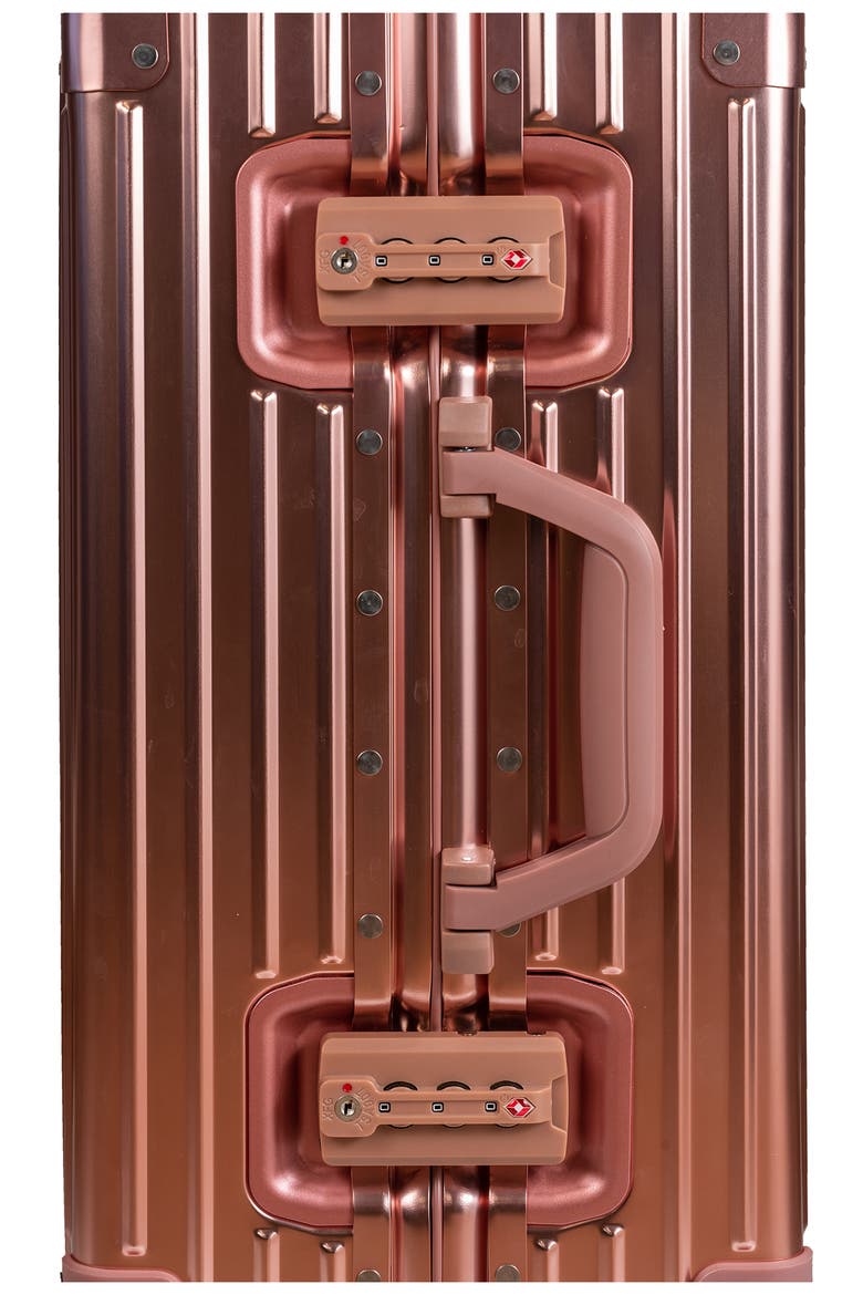 Aluminum Hardside Spinner Suitcase Carry-On, Alternate, color, ROSE GOLD