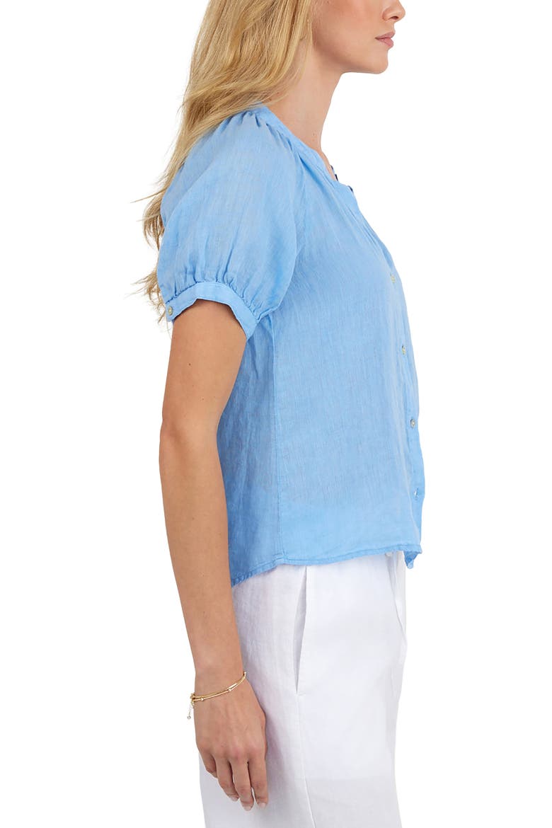 Short Sleeve Linen Shirt, Alternate, color, TIDAL BLUE