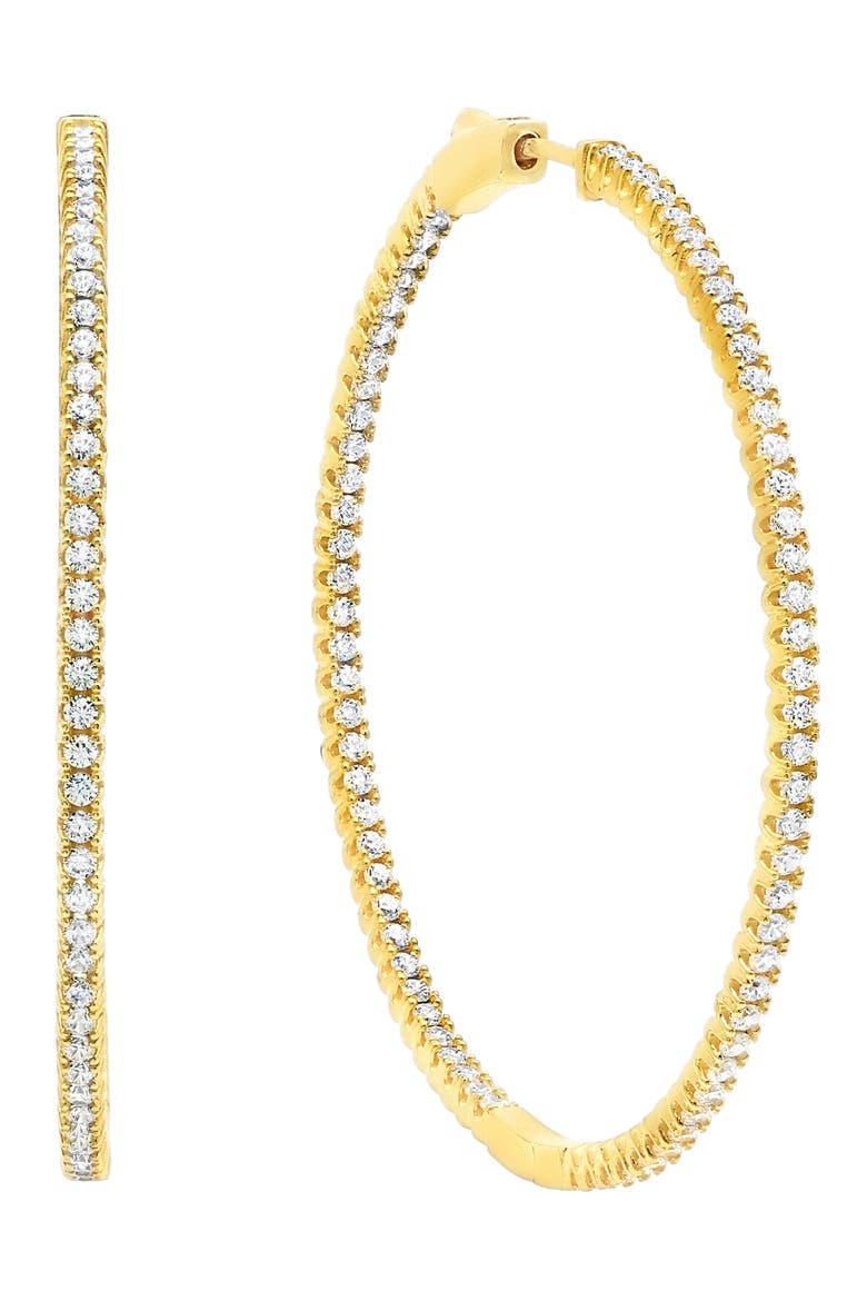 Large Pavé Cubic Zirconia Hoop Earrings, Main, color, 18KT YELLOW GOLD