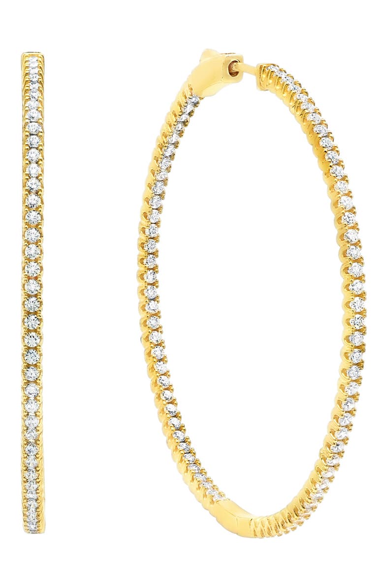 Crislu Large Pavé Cubic Zirconia Hoop Earrings, Main, color, 18Kt Yellow Gold