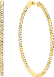 Crislu Large Pavé Cubic Zirconia Hoop Earrings