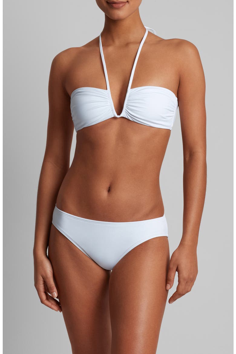 Shirred V-Wire Bikini Top, Alternate, color, WHITE