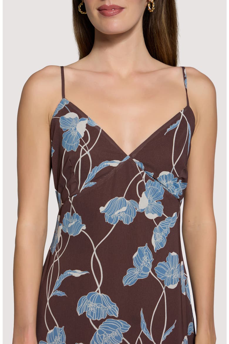 Sapphire Mist Floral Dress, Alternate, color, BROWN BLUE
