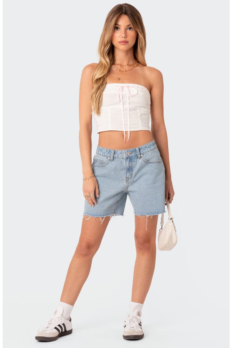 Tomboy Low Rise Cutoff Denim Shorts, Alternate, color, LIGHT-BLUE
