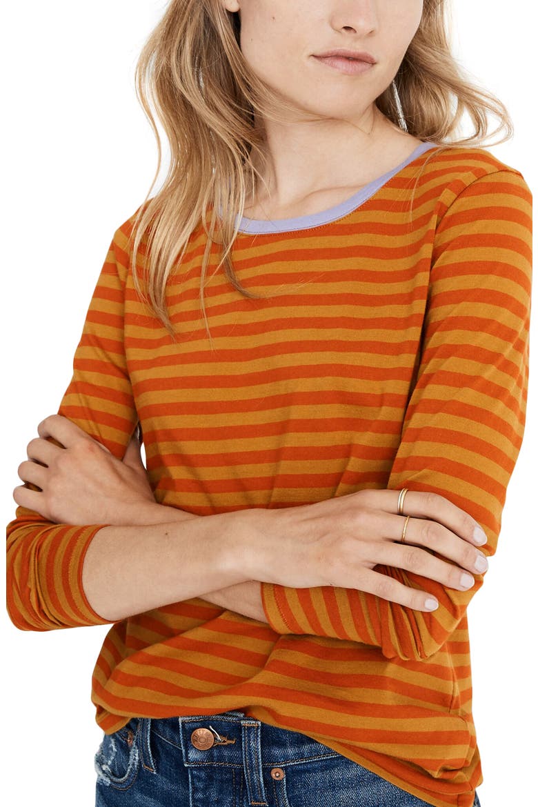 Northside Long Sleeve Vintage Tee in Driggs Stripe, Main, color, MAPLE GLOW WATERLOO STRIPE