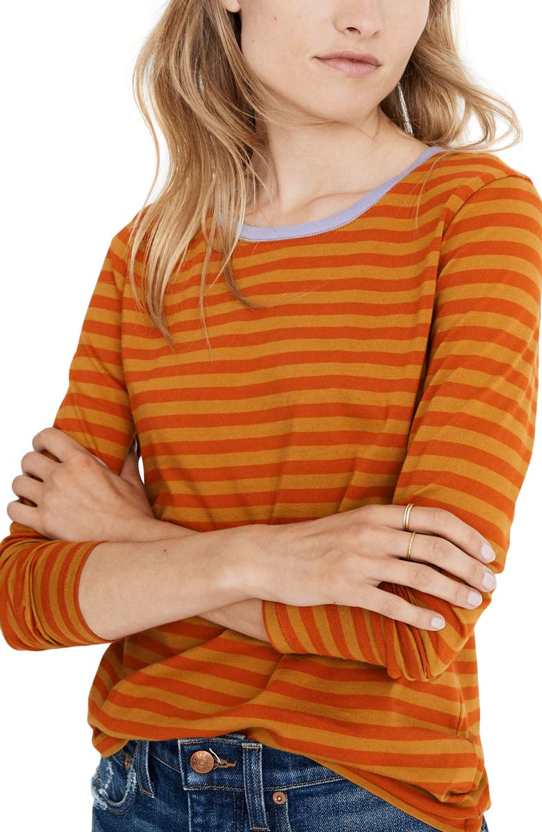 Madewell Northside Long Sleeve Vintage Tee in Driggs Stripe, Main, color, 