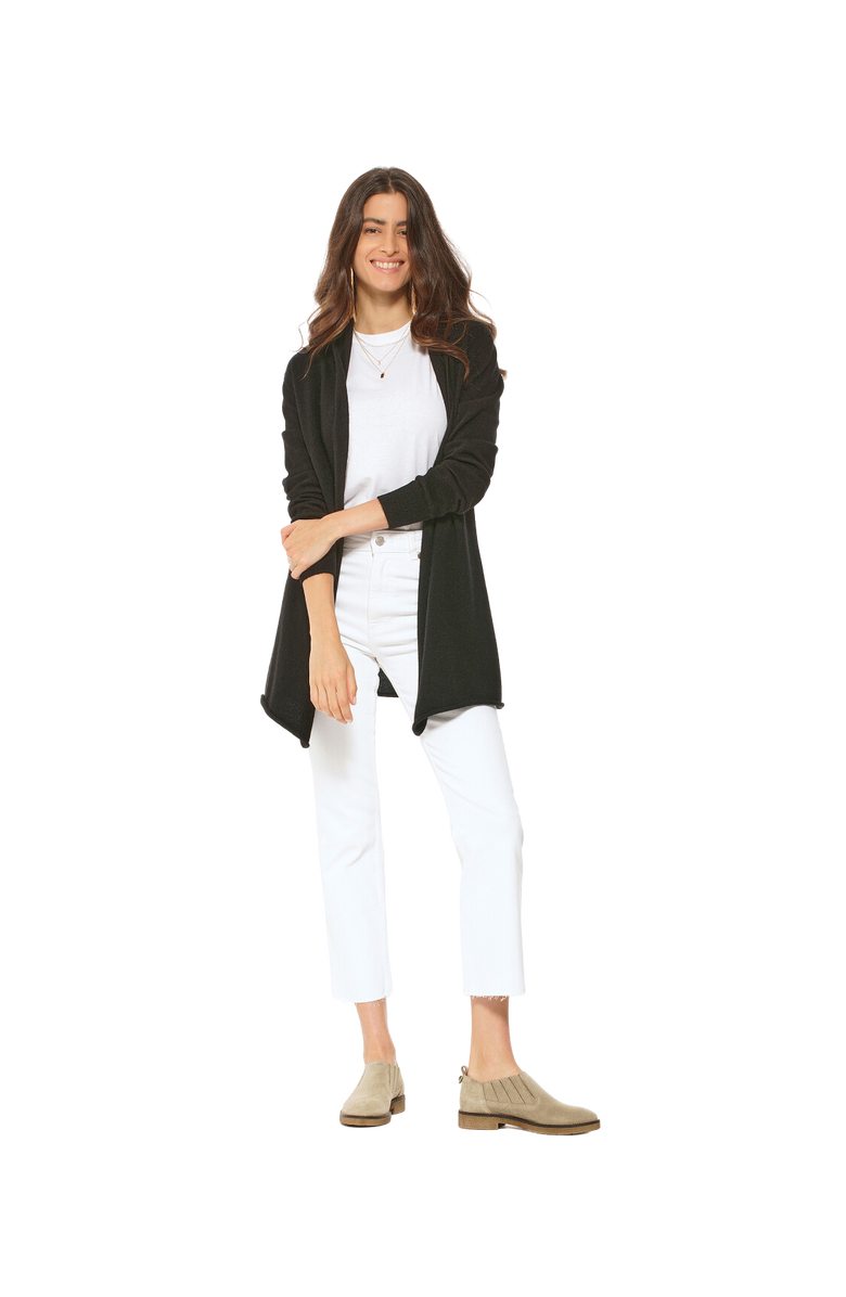 Monticelli Cashmere Long Open Front Pure Cashmere Cardigan, Alternate, color, Black