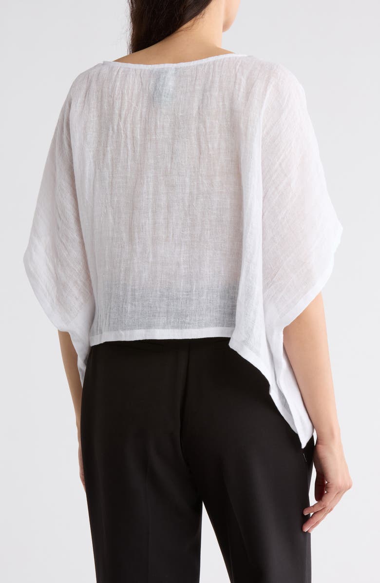 Eileen Fisher Bateau Neck Short Sleeve Organic Linen Crop Top, Alternate, color, 