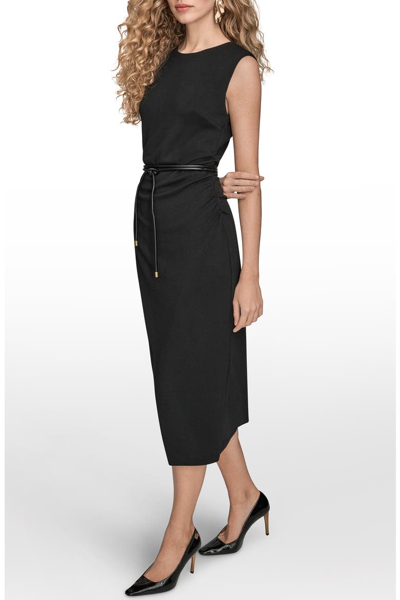 Sleeveless Sheath Midi Dress, Alternate, color, BLACK