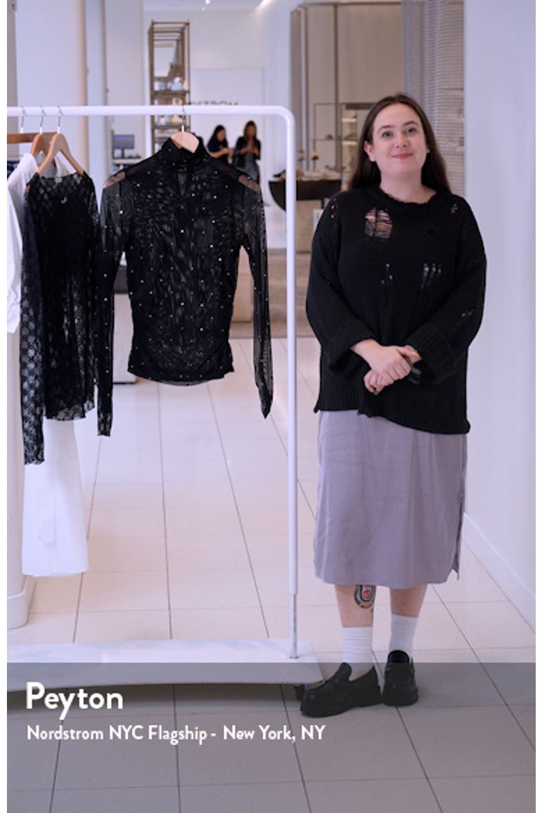 Embellished Mesh Turtleneck Top video