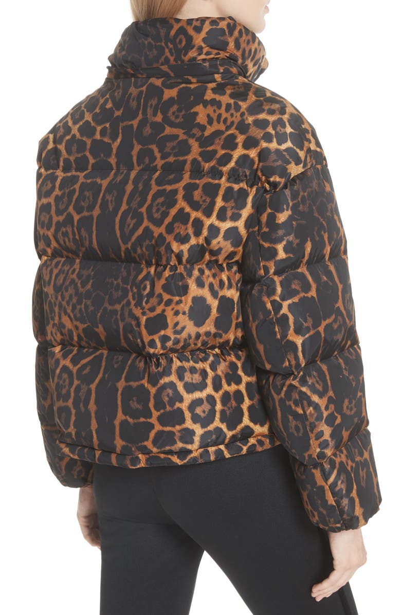 Moncler Caille Leopard Print Down Puffer Jacket, Alternate, color,