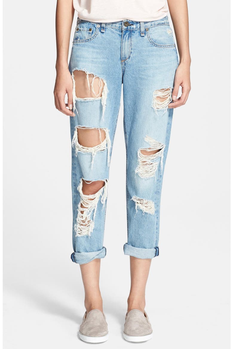 Destructed Boyfriend Jeans, Main, color, REBEL