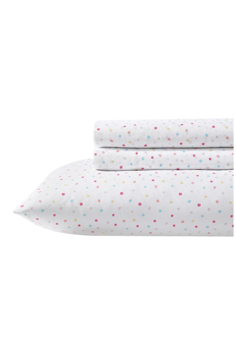 Confetti Dot Print Sheet Set, Main, color, PASTEL PINK