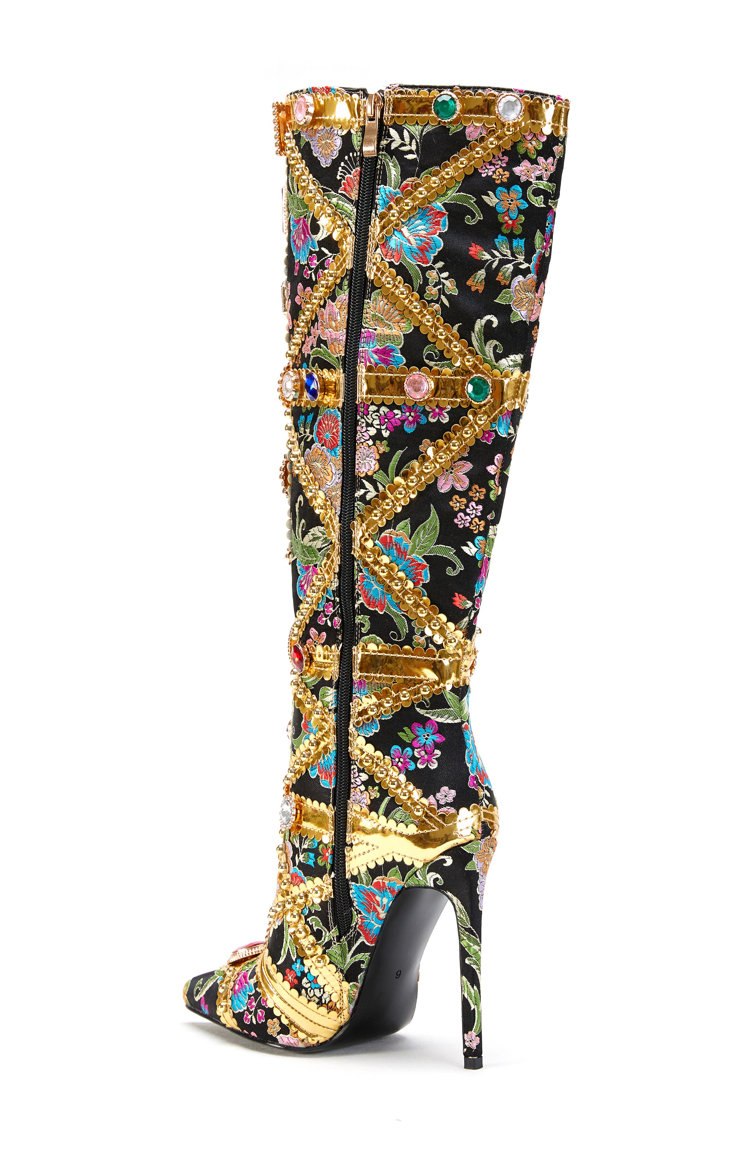 AZALEA WANG Confident Embellished Knee High Boot, Alternate, color, Black