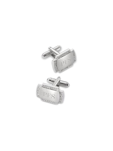 Crystal Border Engravable Cufflinks