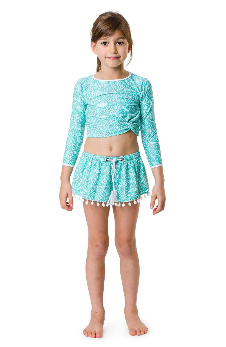 Snapper Rock Kids' Spearmint Spot Crop Rashguard, Alternate, color, 