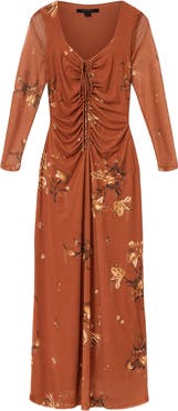 AllSaints Gabby Long Sleeve Mesh Maxi Dress