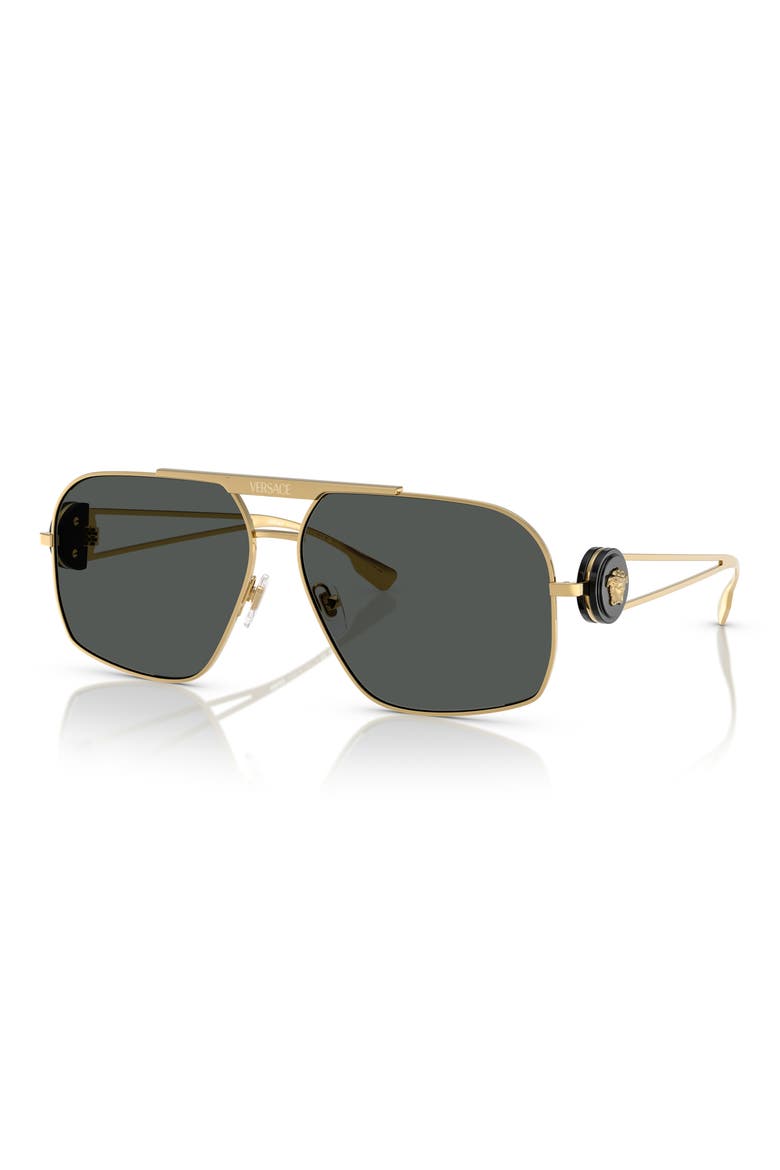 62mm Medusa Medallion Oval Sunglasses, Alternate, color, GOLD