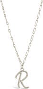 Sterling Forever Textured Initial Charm Pendant Necklace