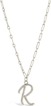 Sterling Forever Textured Initial Charm Pendant Necklace