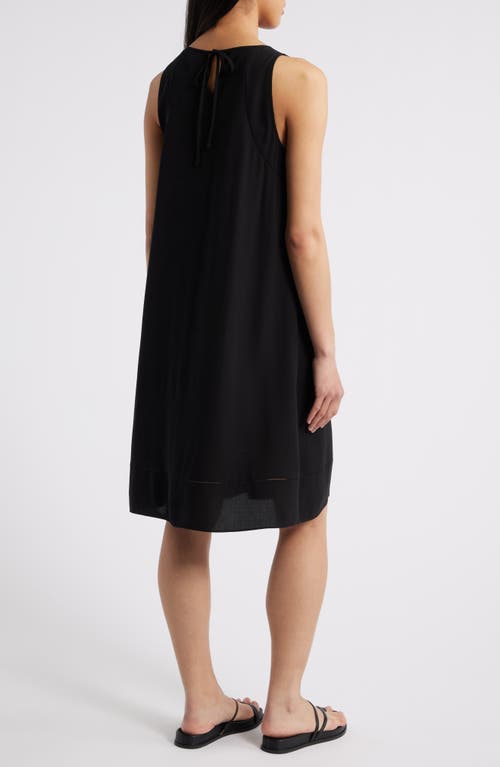 Eileen Fisher Sleeveless Georgette Crepe Midi Tank Dress In Black