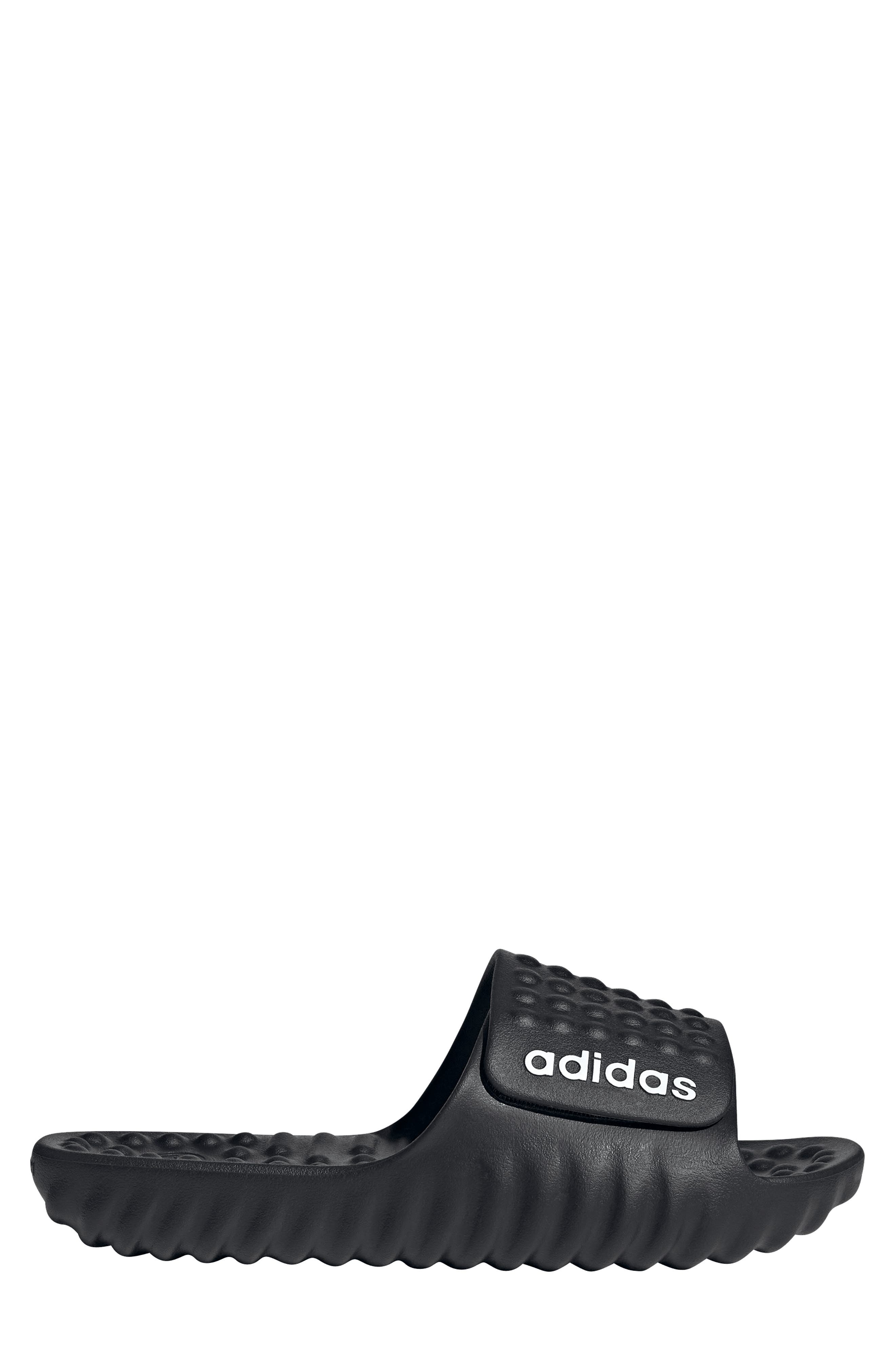 adidas Gender Inclusive Adissage Bubble 360 REC Slide Sandal, Alternate, color, Core Black/ White/ Core Black