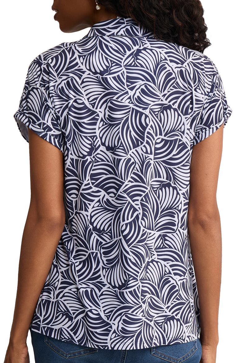 Leaf Print Button-Up Shirt, Alternate, color, PACIFIC NAVY/ NATURAL WHITE