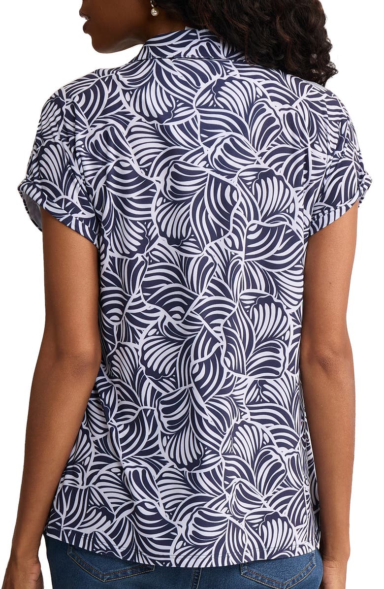 Jones New York Leaf Print Button-Up Shirt, Alternate, color, Pacific Navy/ Natural White