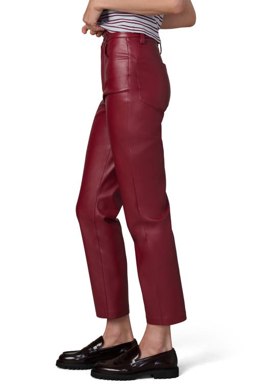 Joe's Jeans Lyra Slim Ankle Faux Leather Pants In Burgundy