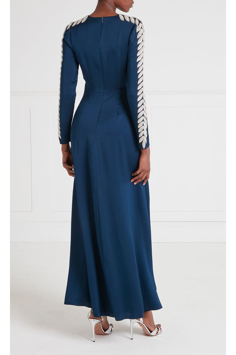 Vine Sleeved Gown, Alternate, color, Midnight