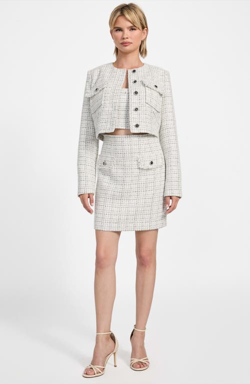 Guess Anna Marie Crop Tweed Jacket In Gray