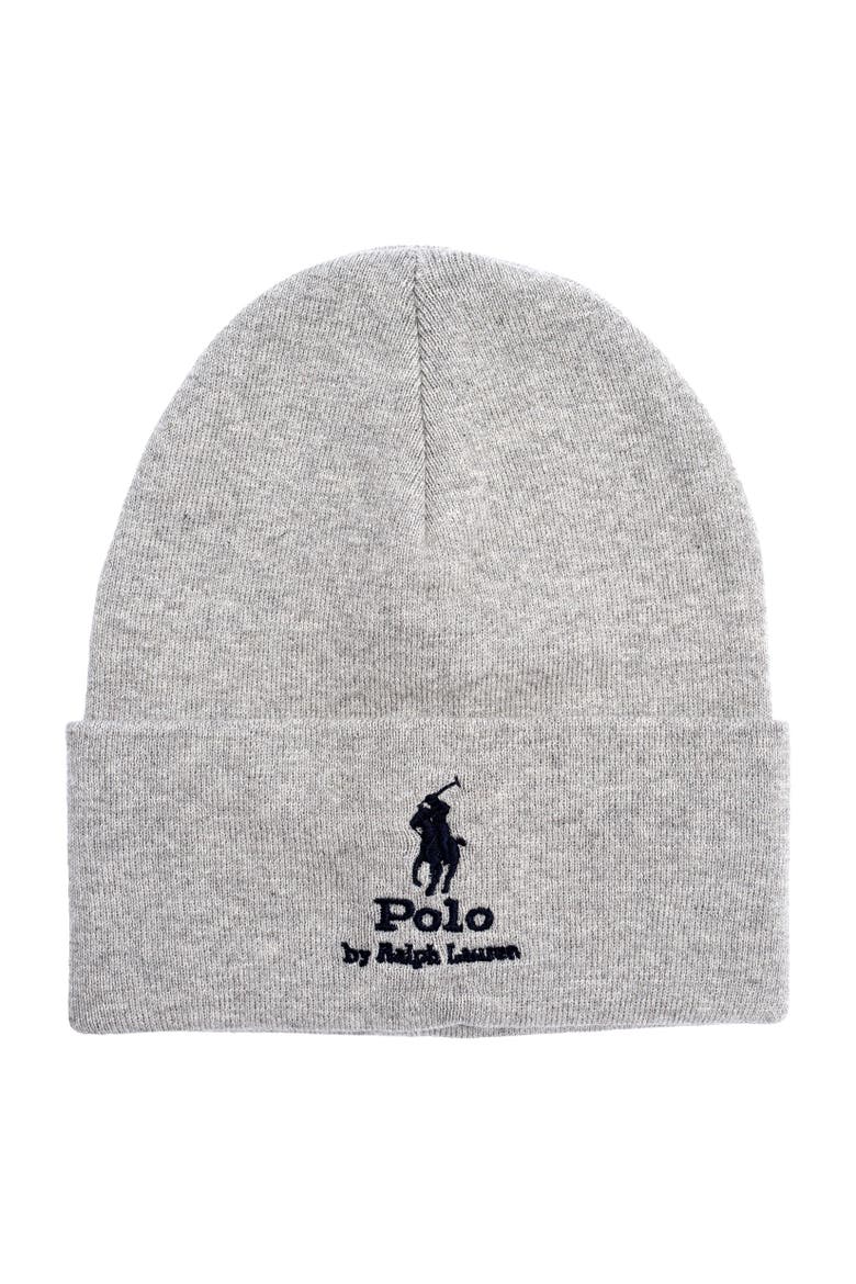 Cotton Polo Pony Beanie, Main, color, Andover Hthr