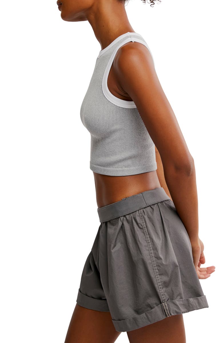 Free People Make It Happen Rib Crop Tank, Alternate, color, Grey / White