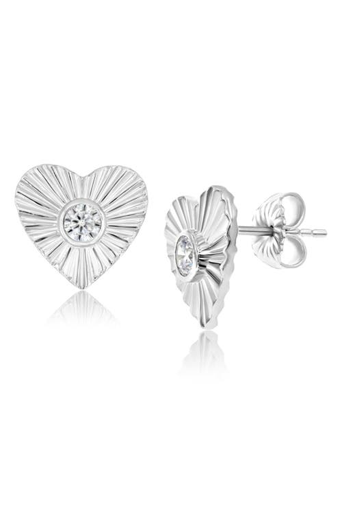Shymi Fluted Heart Cubic Zirconia Stud Earrings