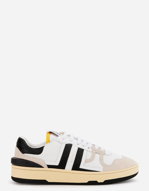 Lanvin Black And White Leather Clay Low Mesh Sneakers